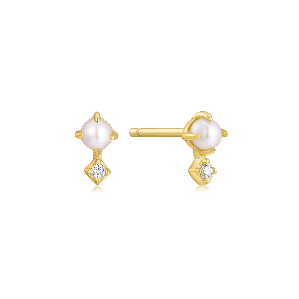 Earring Stud Pearl Square