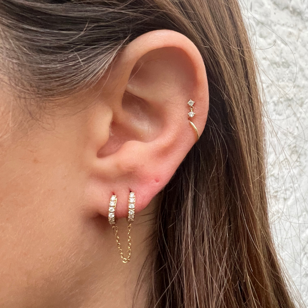 Earring Double Hoop White