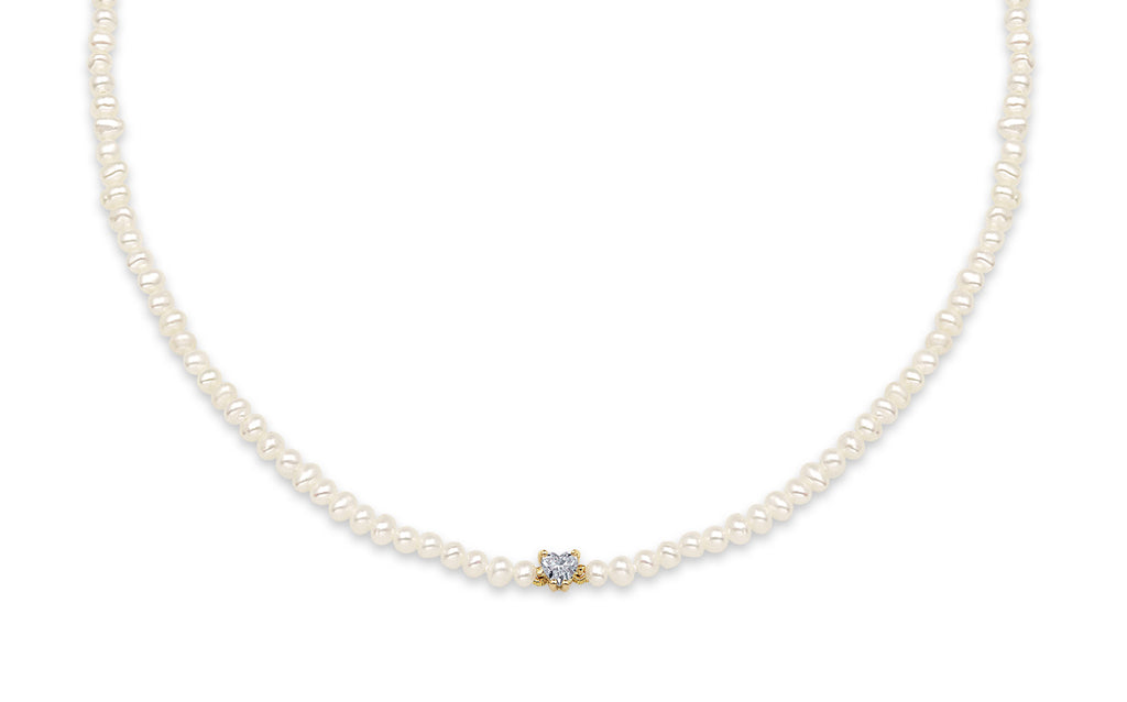 Necklace Pearl Diamond Heart
