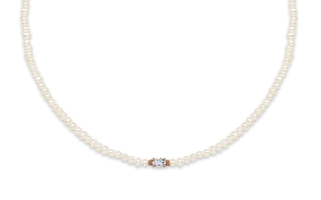 Necklace Pearl Diamond Oval