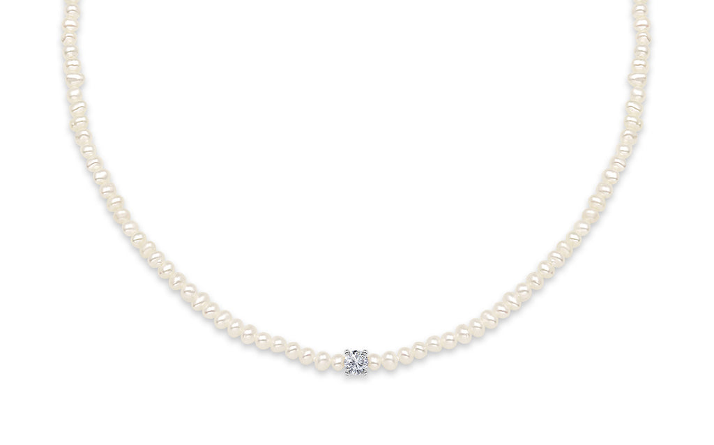 Necklace Pearl Diamond Round